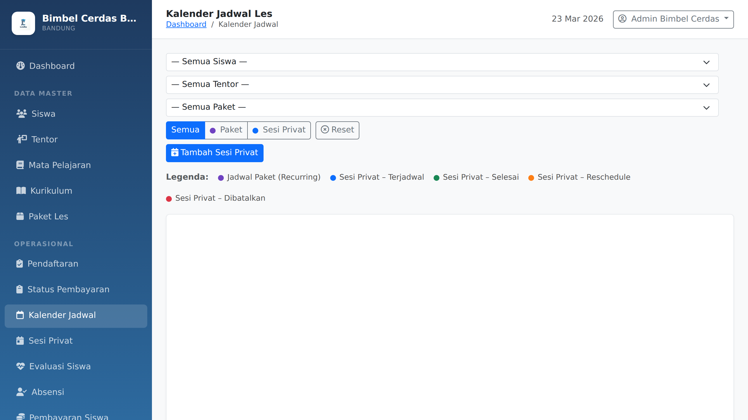Kalender Jadwal LesKu