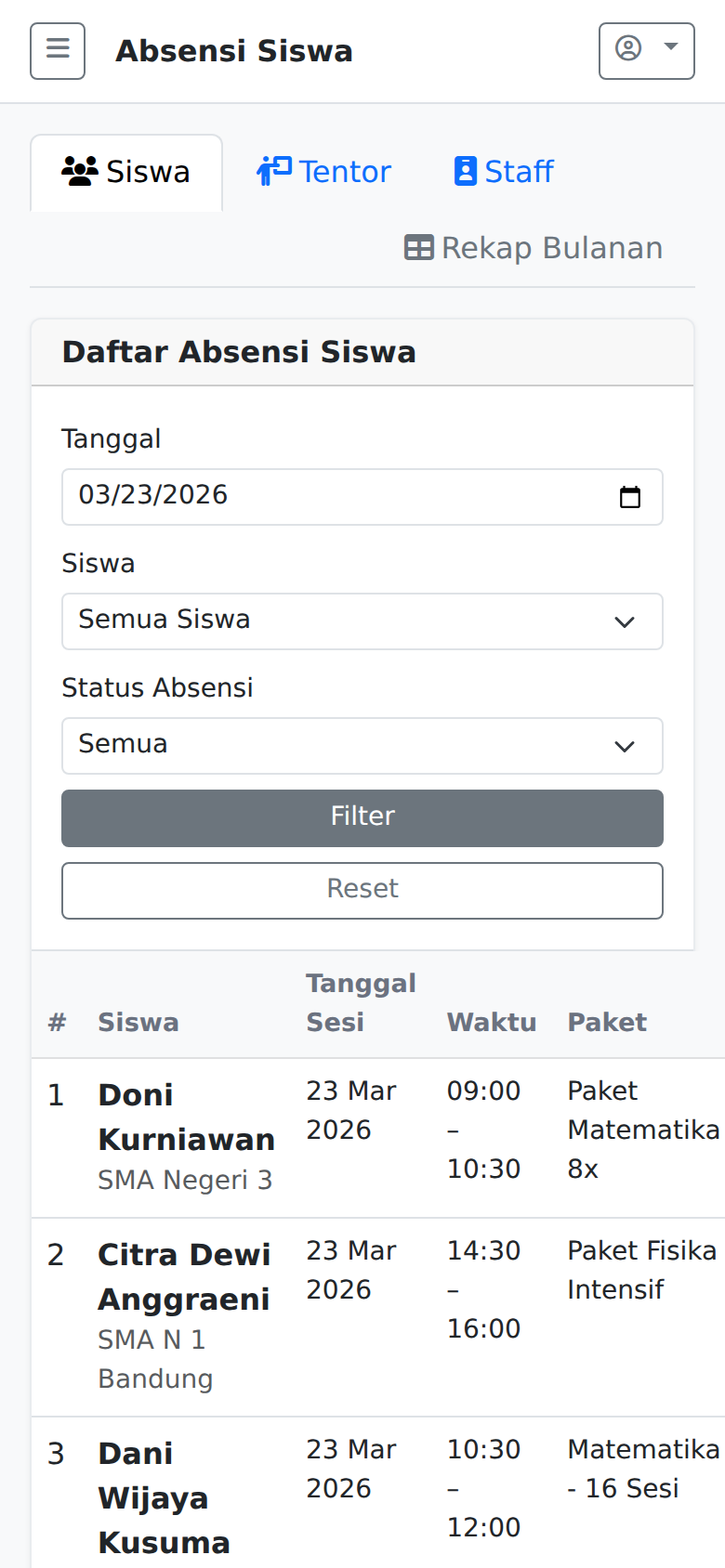 Absensi Siswa LesKu