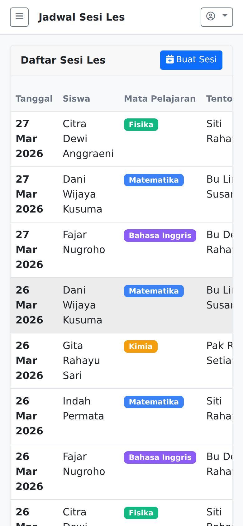 Jadwal Sesi LesKu