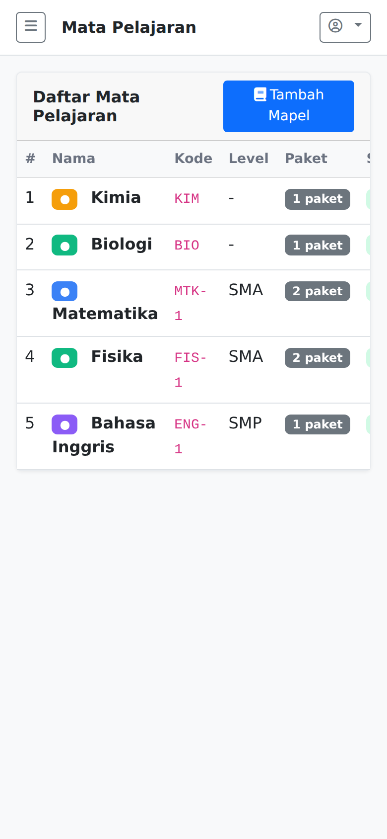 Mata Pelajaran LesKu